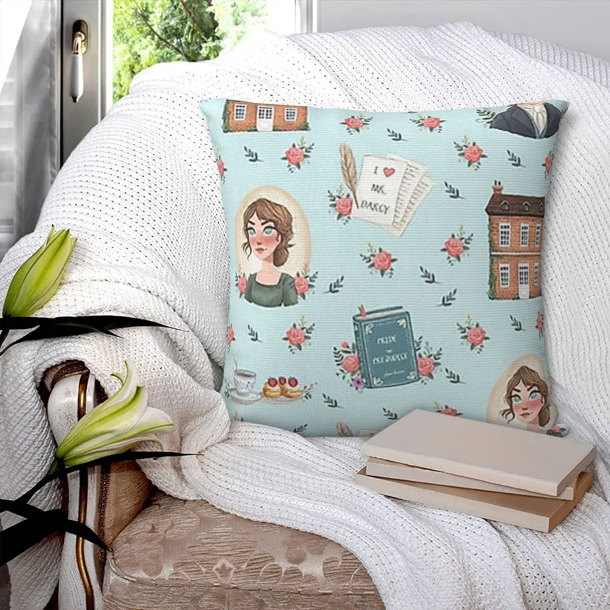 Pride And Prejudice - Jane Austen Inspiration Square Pillowcase Pillow Cover Cushion Comfort Throw Pillow for Home Living Room