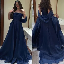 Customized Net Pleat Ruched Prom A-line Off-the-shoulder Bespoke Occasion Gown Long Dresses