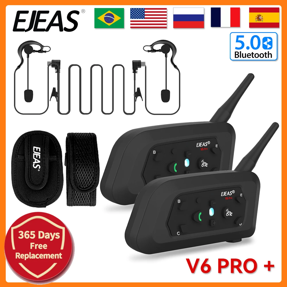 

EJEAS V6C PRO 2 Referee Intercom Headset Bluetooth Headphone Conference Communication Full Duplex Interphone Bt IP65 Waterproof