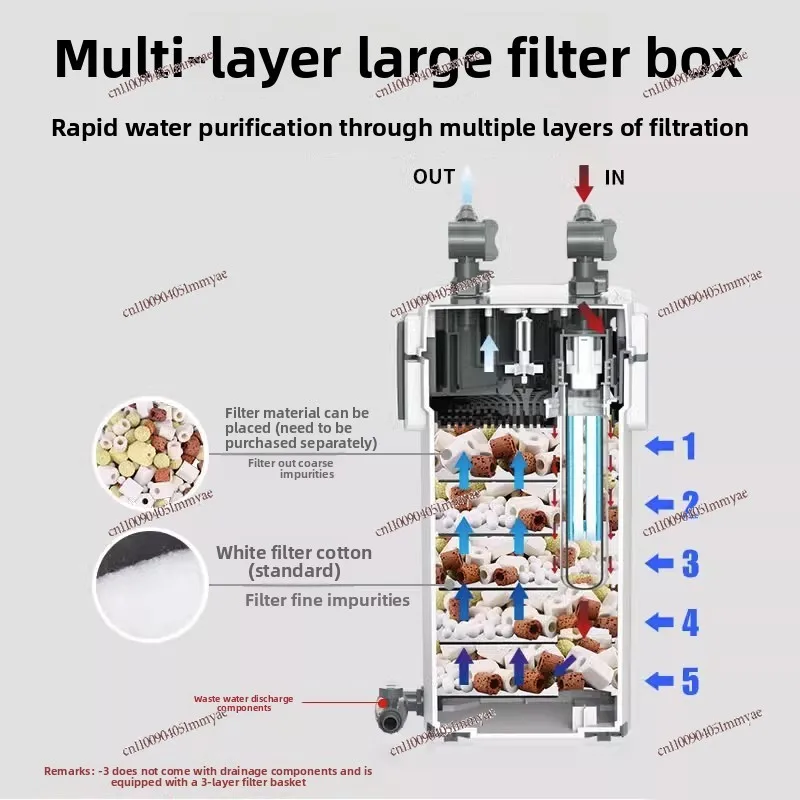 Filter Barrel Fish Tank External Filter with Oil Removal Film Silent Tank External Sewage Valve High