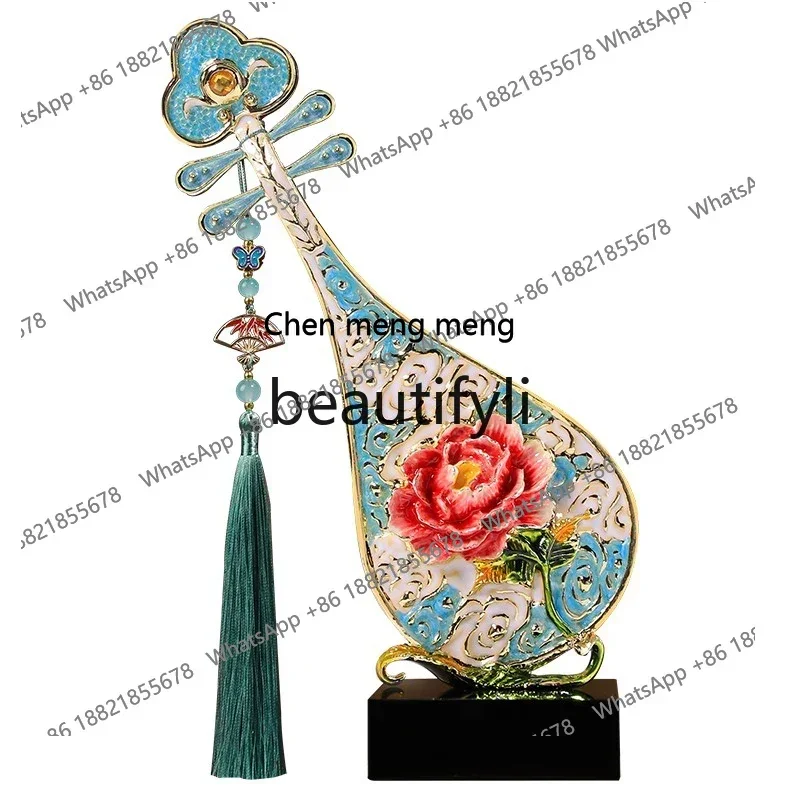 

Ornament New Chinese light luxury high-end enamel color pipa living room TV cabinet desktop decoration