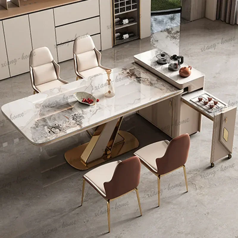 ld Beige 6 Chairs Dining Table Extendable Modern Cuisine Coffee  Portable Mid Century Mesa De Jantar Kitchen Furniture