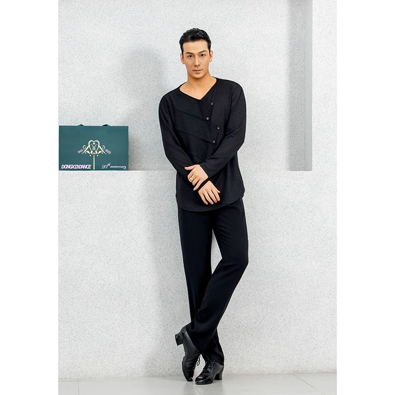 Latin Dans Kostuums Zwart Shirt Praktijk Kleding Mannen Moderne Dans Lange Mouw Top Mannelijke Latin Samba Chacha Dans Slijtage DQL11827