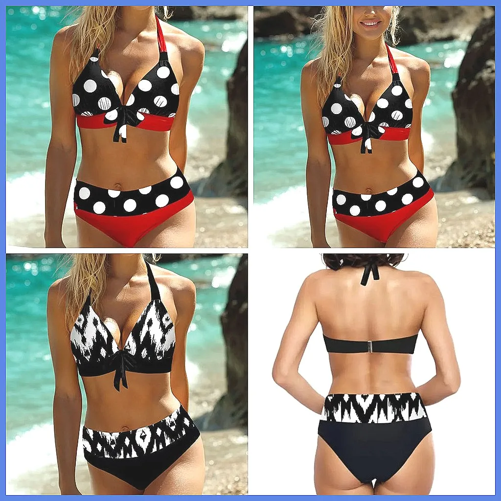 

Купальник больших размеров 2025: комплект из двух предметов с цветочным принтом для пляжа и бассейна