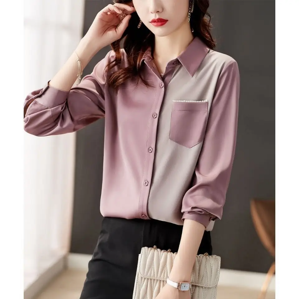 Mode Elegante Patchwork Langarm Bluse frauen Kleidung Frühling Herbst Vintage Chic Lose einreiher Shirt für Weibliche