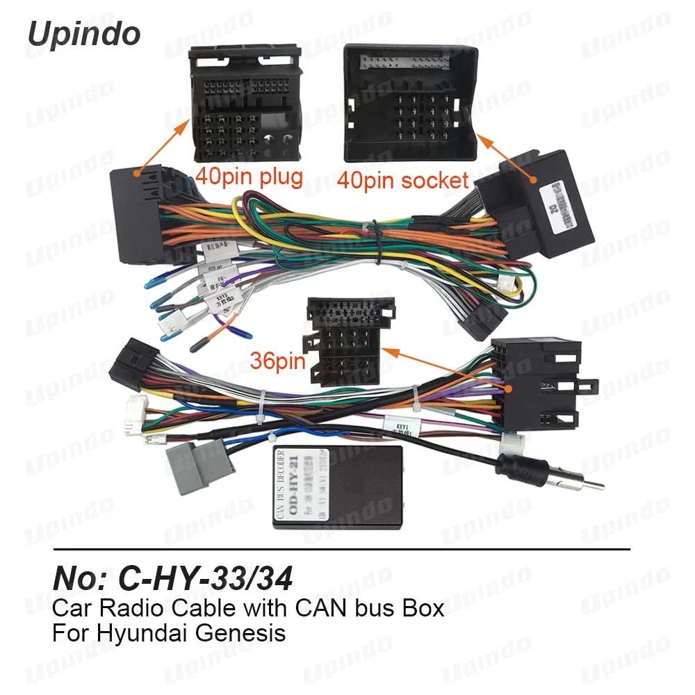 

Car Radio Cable CAN-Bus Box Adapter for Hyundai Genesis 2008~2013 Wiring Harness Media Player Power Connector Socket