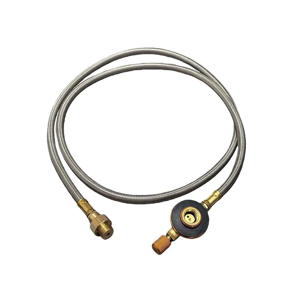 Línea de extensión de tubo de conexión de inflado de tanque de Gas para acampar al aire libre, línea de extensión de conexión de tanque de Gas plano de 1M, adaptador de tanque de Gas