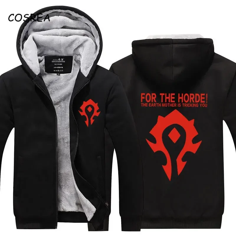 COSREA Alliance Horde Men's Warm Fleece Jacket Thick Hoodies Winter Coats World Of Warcraft Dota2