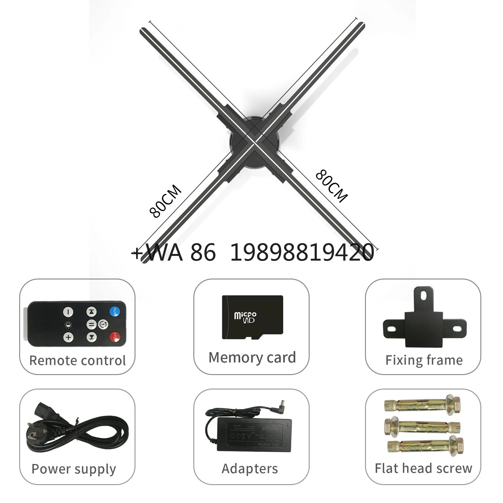 

80cm 3D Hologram Projector LED Fan Easy-to-Use Animated Advertising Equipment APP Control Eye-Catching Promotions EL Products