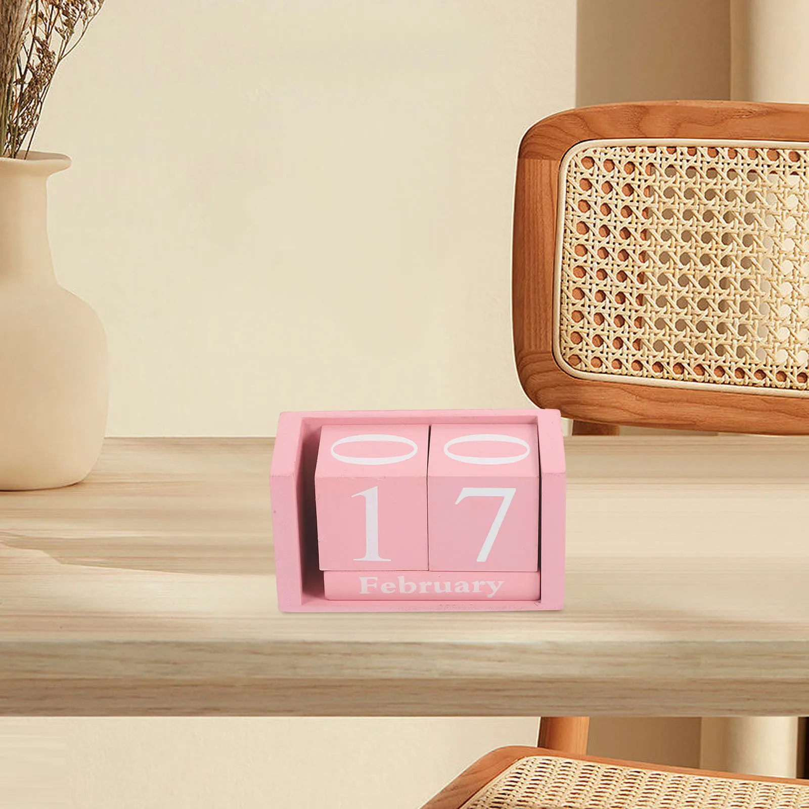 

Never Ending Calendar Blocks Retro Wooden Desk Decoration Manual Perpetual Date Changer For Home Office Pink White