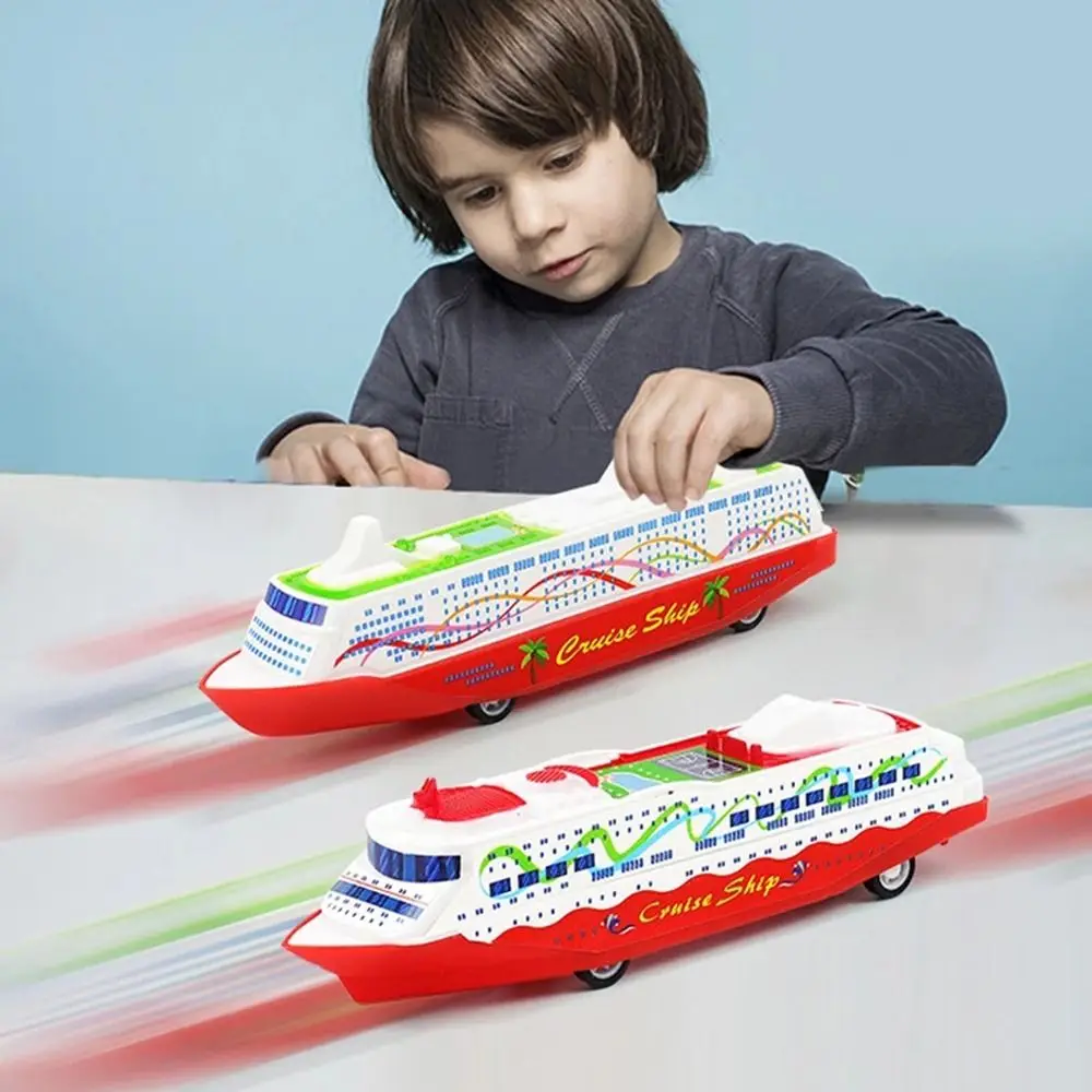 

Desktop Ornaments Gliding Sliding Steamship Simulation Model Toy Cruise Boat Model Plastic Vehicle Pull Back Ship Gift for Kids