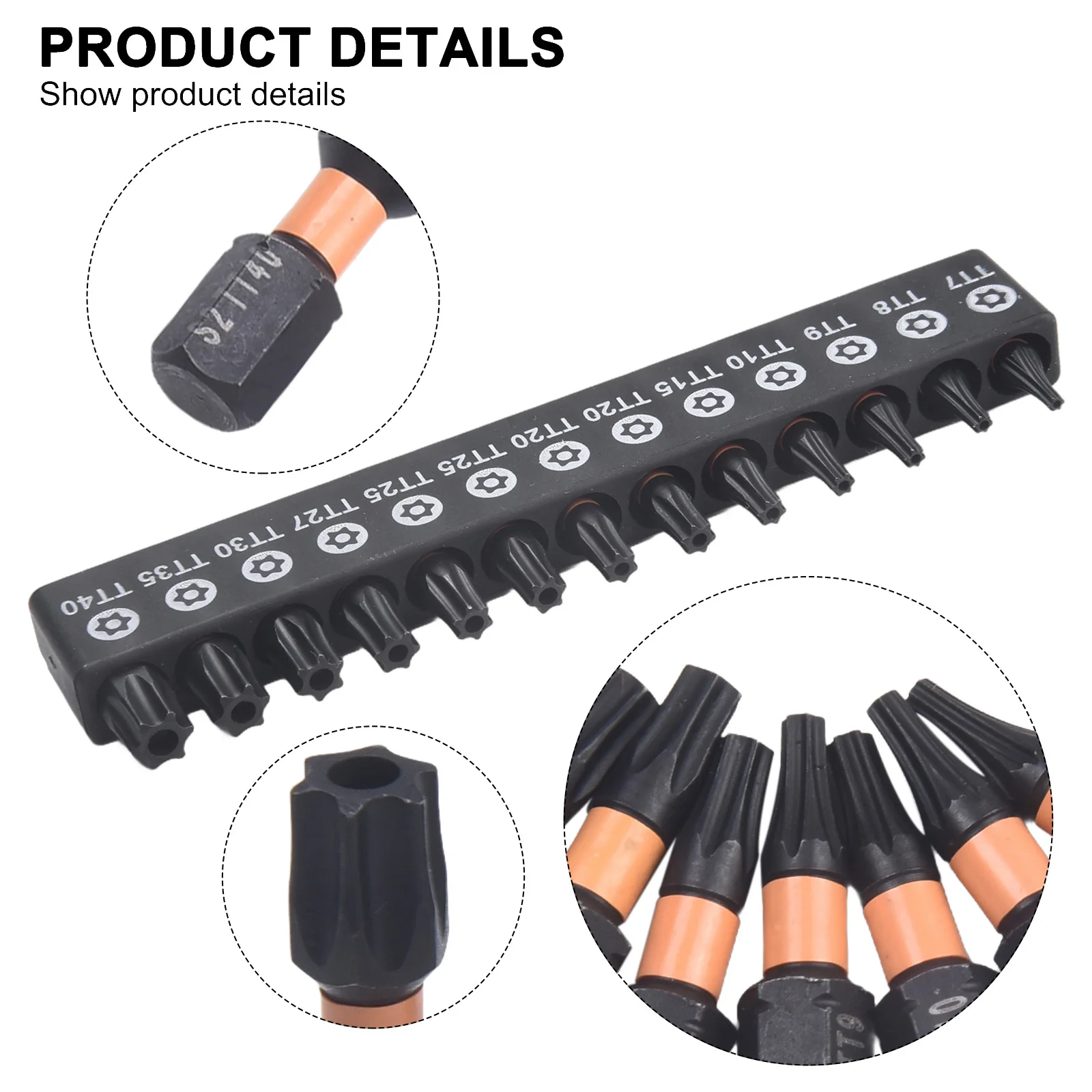 Set Screwdriver Bit Hollow Solid Star Plum Appliance Repair Hexagonal Handle Magnetic Alloy Steel Black/orange