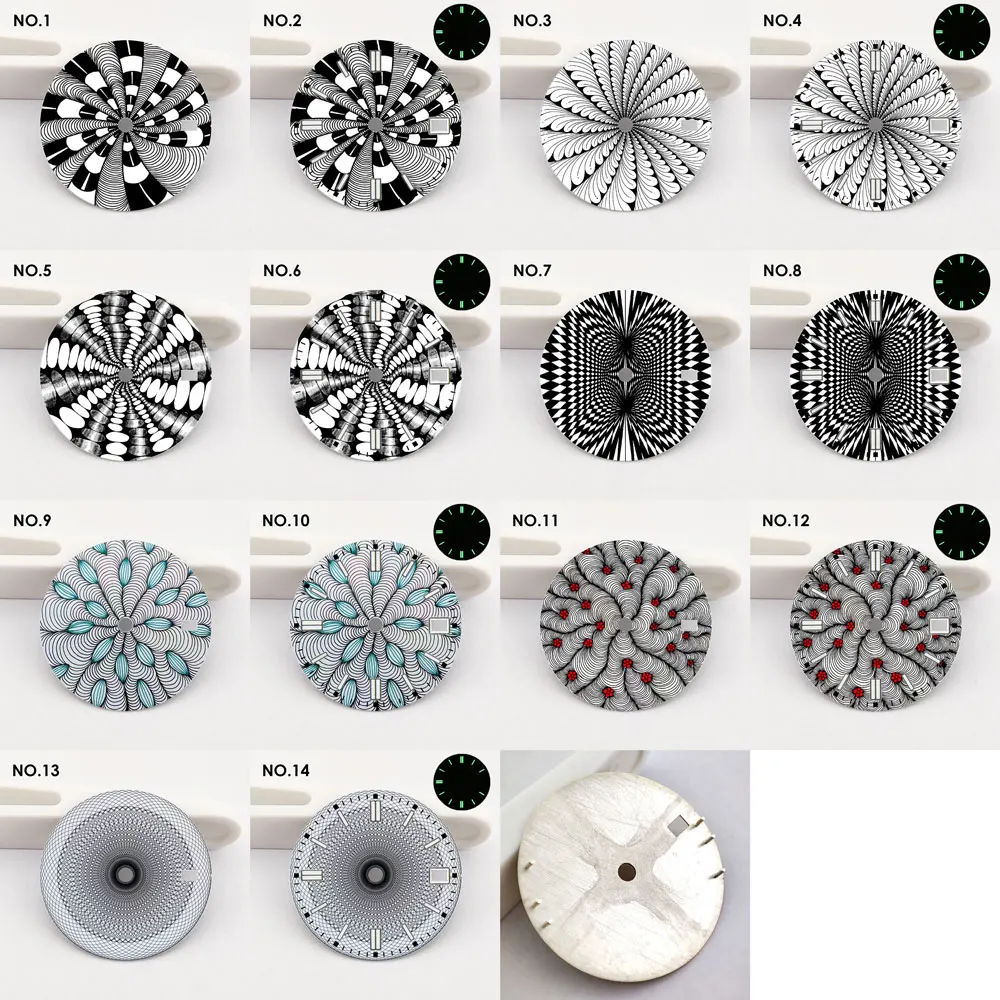 يمكن تخصيص قرص الساعة NH35 مقاس 28.5 مم بنمط مطبوع بالألوان قرص nh35 مناسب لأجزاء ساعة الحركة NH35/36