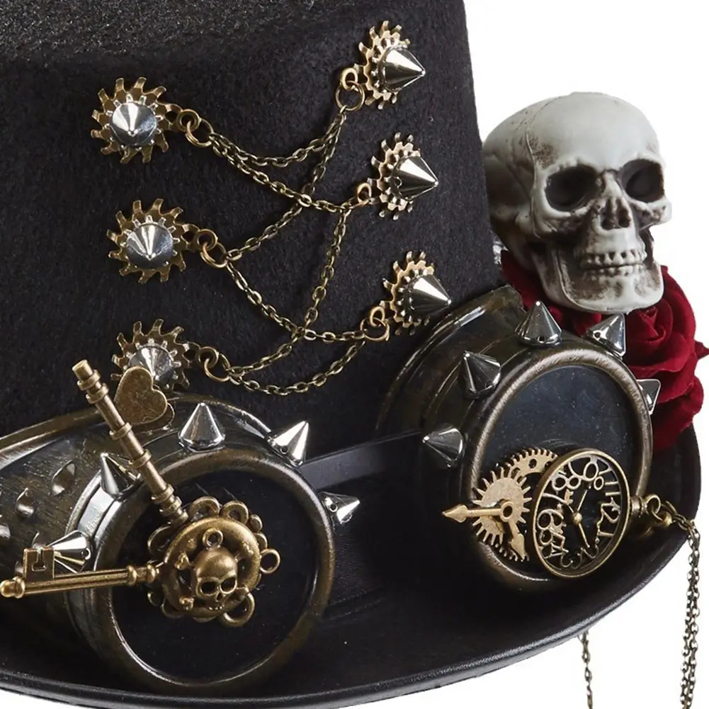 Rewolucja przemysłowa Cosplay kapelusz Steampunk Lolita Top Hat ciemny gotycki Punk Rolplay nakrycie głowy czapka kobiety mężczyźni Halloween garnitur rekwizyty