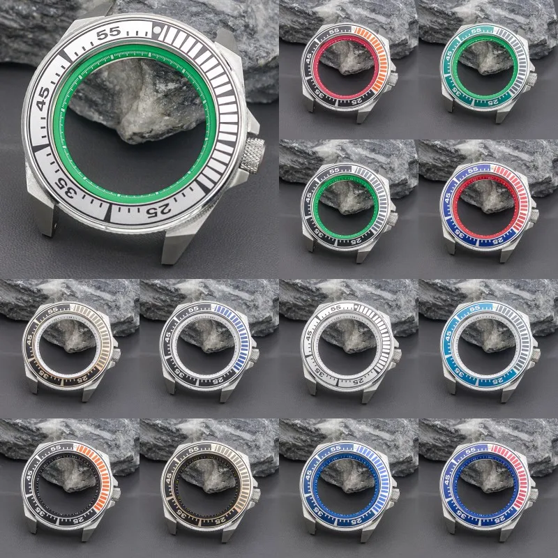 

Samurai 43mm Watch Case NH35 NH36 Movement Seiko Mod Sapphire Glass Aluminum Bezel Insert Transparent Case Back Watch Parts