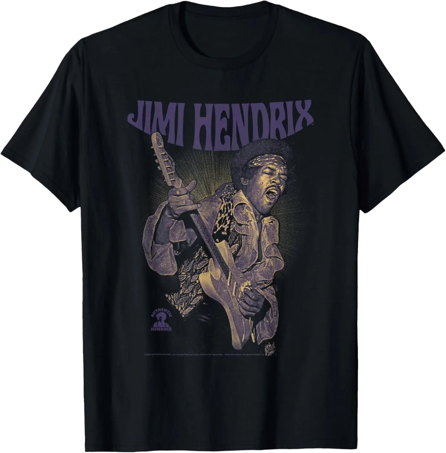 Playing Guitar Purple Yellow T-Shirt 100% Cotton Trendy Y2K Short-Sleeve Tee – Soft, Quick-Drying, & Moisture-Wicking; Ideal