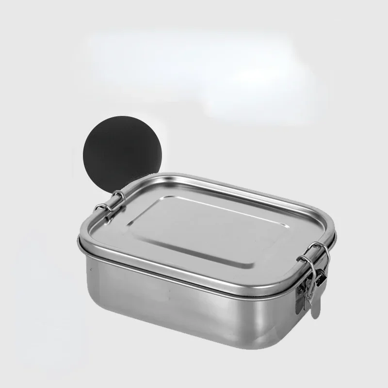 304 Stainless Steel Double Buckle Rectangular Covered Fresh-keeping Lunch Box, Cafeteria Sample Steamed Chinese Lunch Box