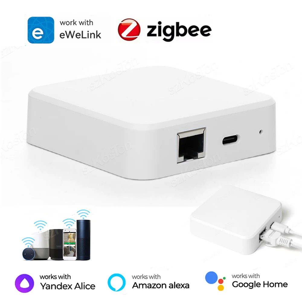 eWeLink APP Wired ZigBee Gateway Hub with Network Cable Smart Home Devices Zigbee3.0 to WiFi Bridge Hub for Alexa Google Alice