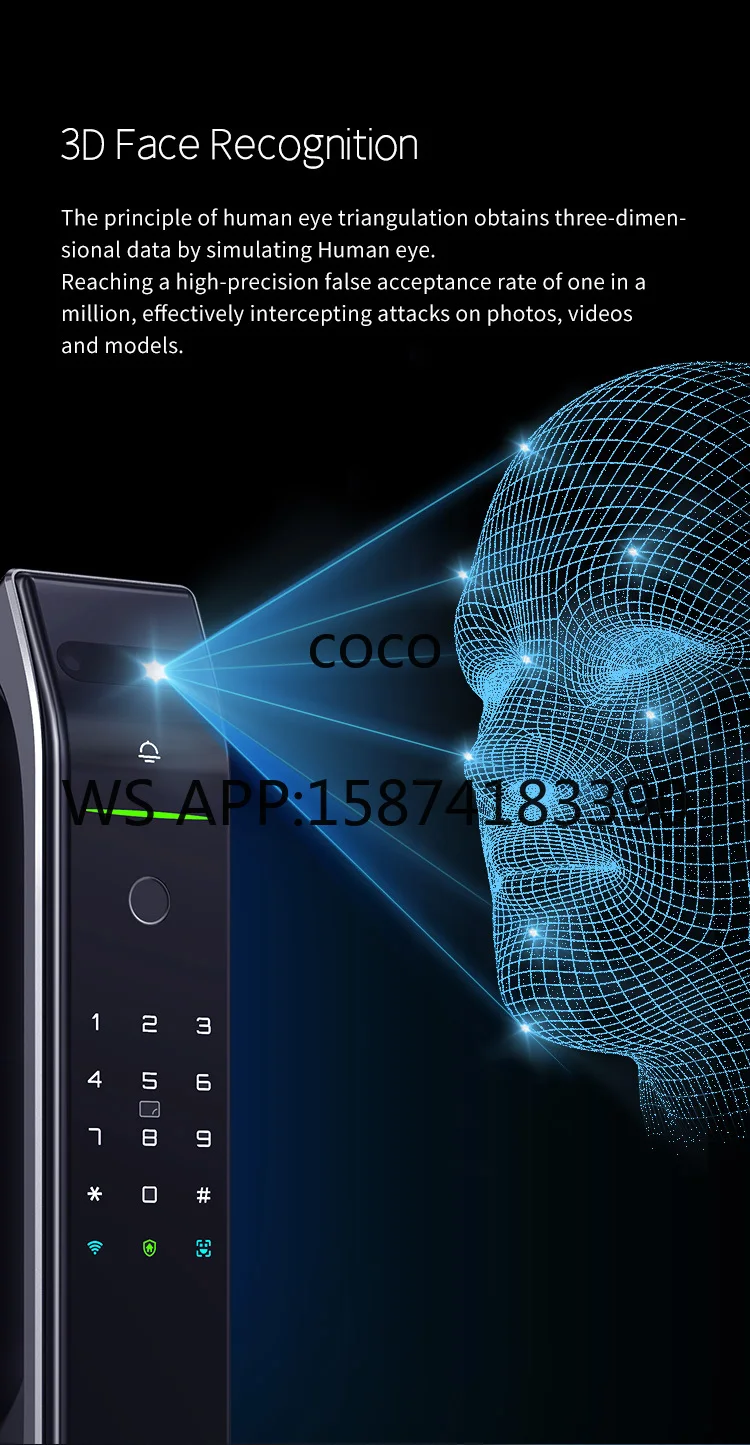 Tenon A7X Automatic Biometric Lock 3D Face Detection Fingerprint WiFi Tuya APP RFID Card Smart Entry Door Lock