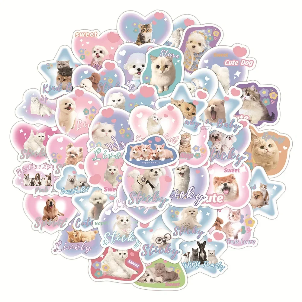 60 pçs dos desenhos animados filhote de cachorro gatinho adesivos ins decoração mala scrapbooking telefone portátil papelaria kawaii cão criança brinquedo adesivo