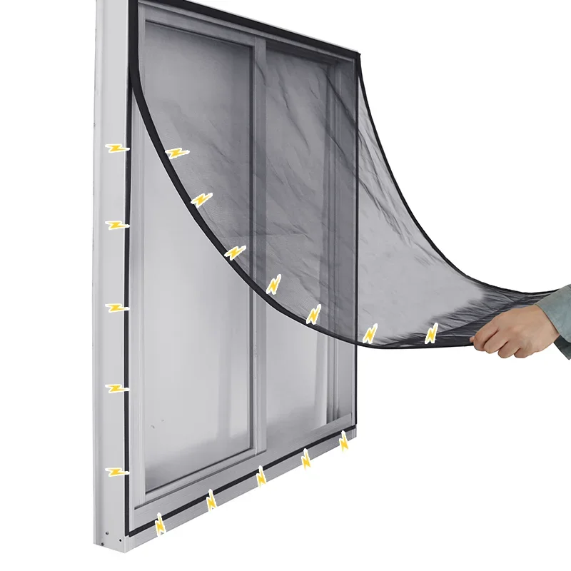 La nueva mosquitera  pantalla magnética dtgj tiene un tamaño personalizado  malla  vidrio invisible negra, cortinas  TUL