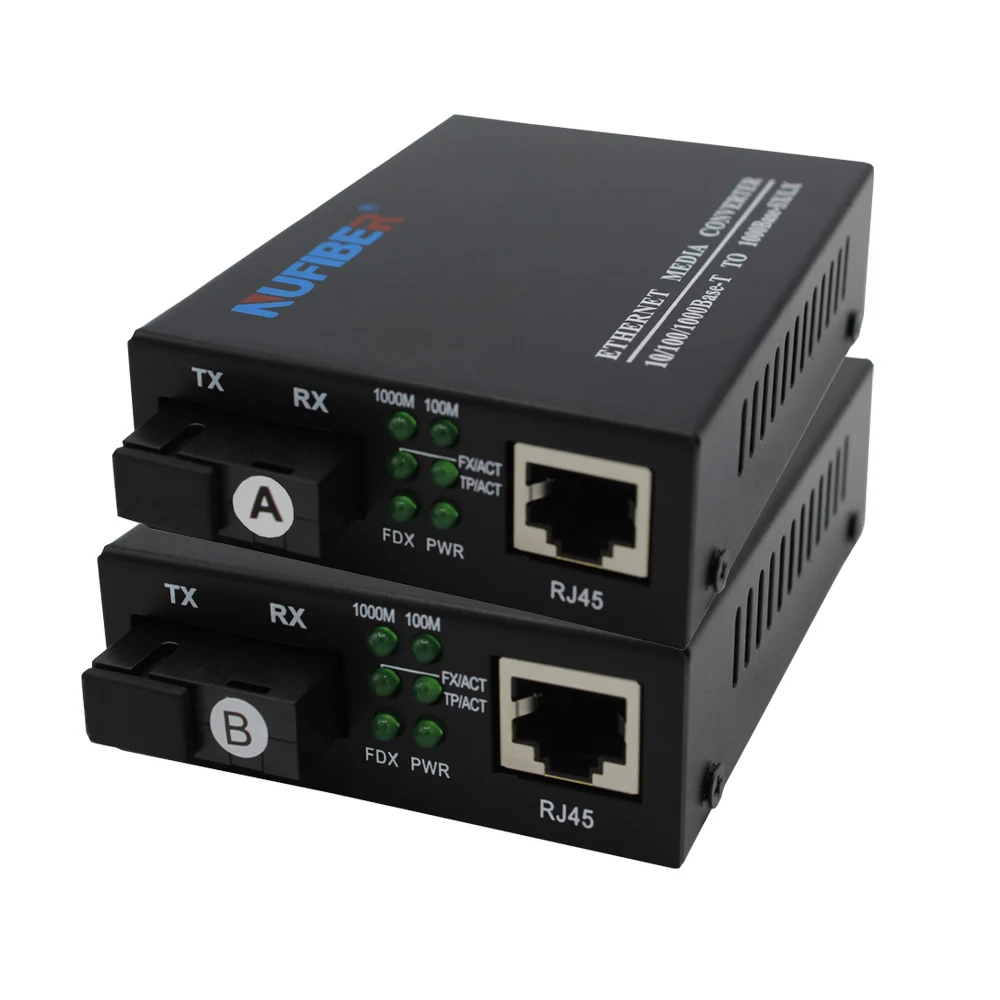 Convertitore multimediale Ethernet Gagibit 10/100/1000Mbps RJ45 a 1000M Fibra SC monomodale