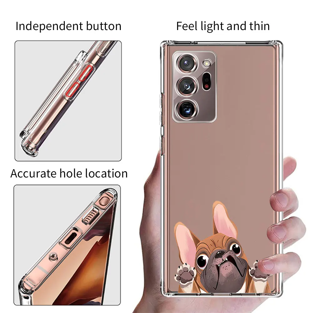 Pug Dog French Bulldog Coque for Samsung Galaxy Note 20 Ultra 5G 10 Plus 9 8 Transparent TPU Phone Cover S23 S22 S21 S20 FE Case