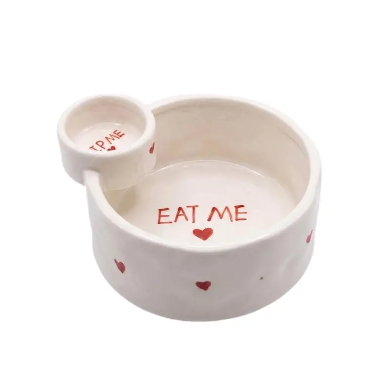 Chip And Dip Bowl Polka Dot Vintage Fruit Salad Stonework French Fries Bowl Red-AA26