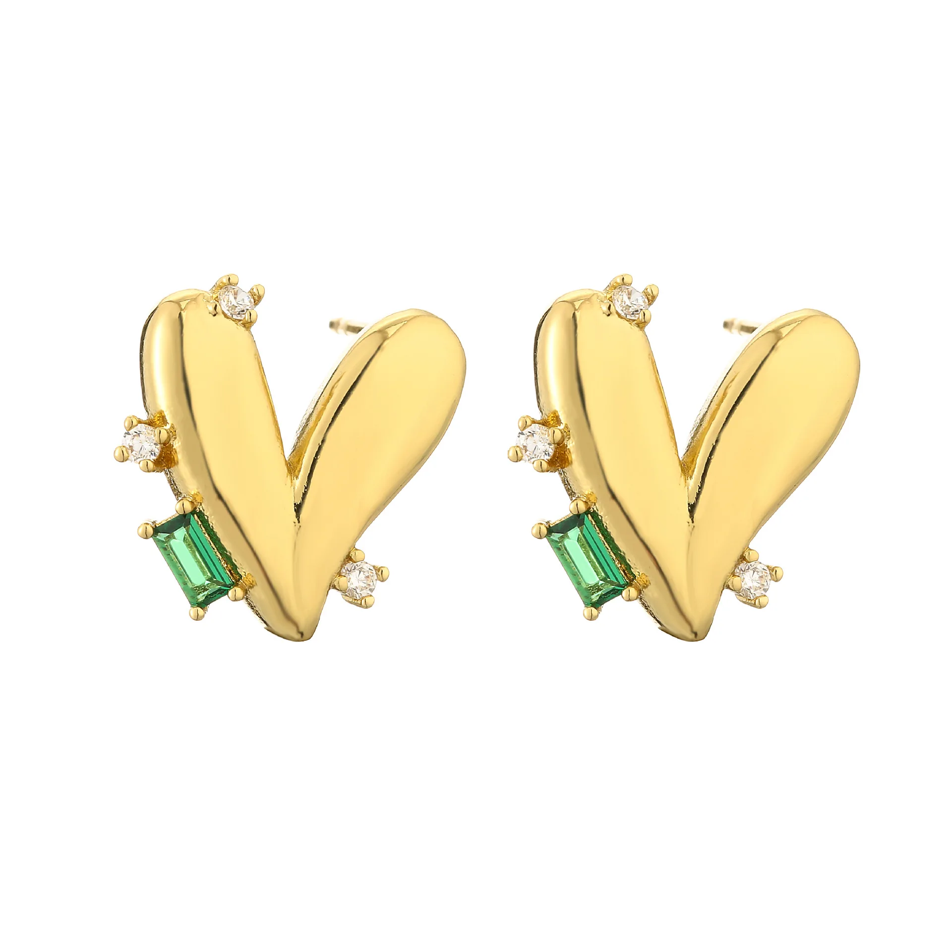 

Earrings for women, plated with 18k gold, colorful crystal zircon heart-shaped earrings, trendy jewelry, holiday gifts
