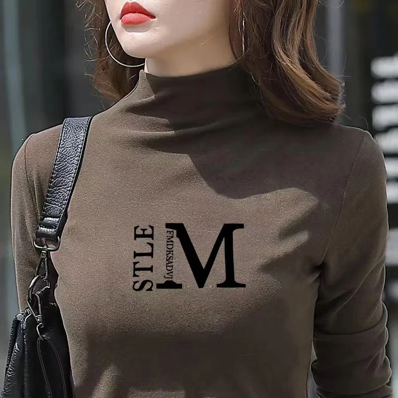 

Self-Heating Double-Sided Velvet Base Shirt Women's Autumn Winter New Style Half High Collar Warm Long Sleeve Slimming Fleece...