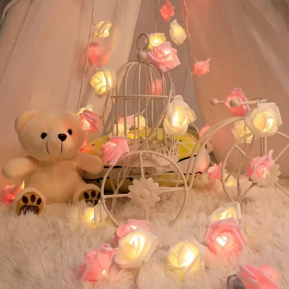 

Rose String Lights 3M with 20 LED Battery Operated Flower Garland Fairy Lights for Valentine's Day Bedroom Wedding Party Decor