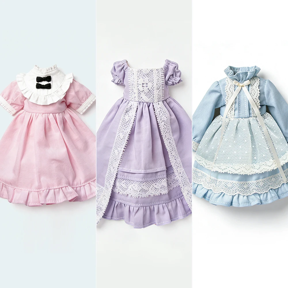 Ubrania dla Blythe Sukienka księżniczki retro damska koronkowa kokarda krótka spódniczka mundurek Zestaw dla Ymy Licca Azones Ob22 24 Ker YMY Akcesoria dla lalek