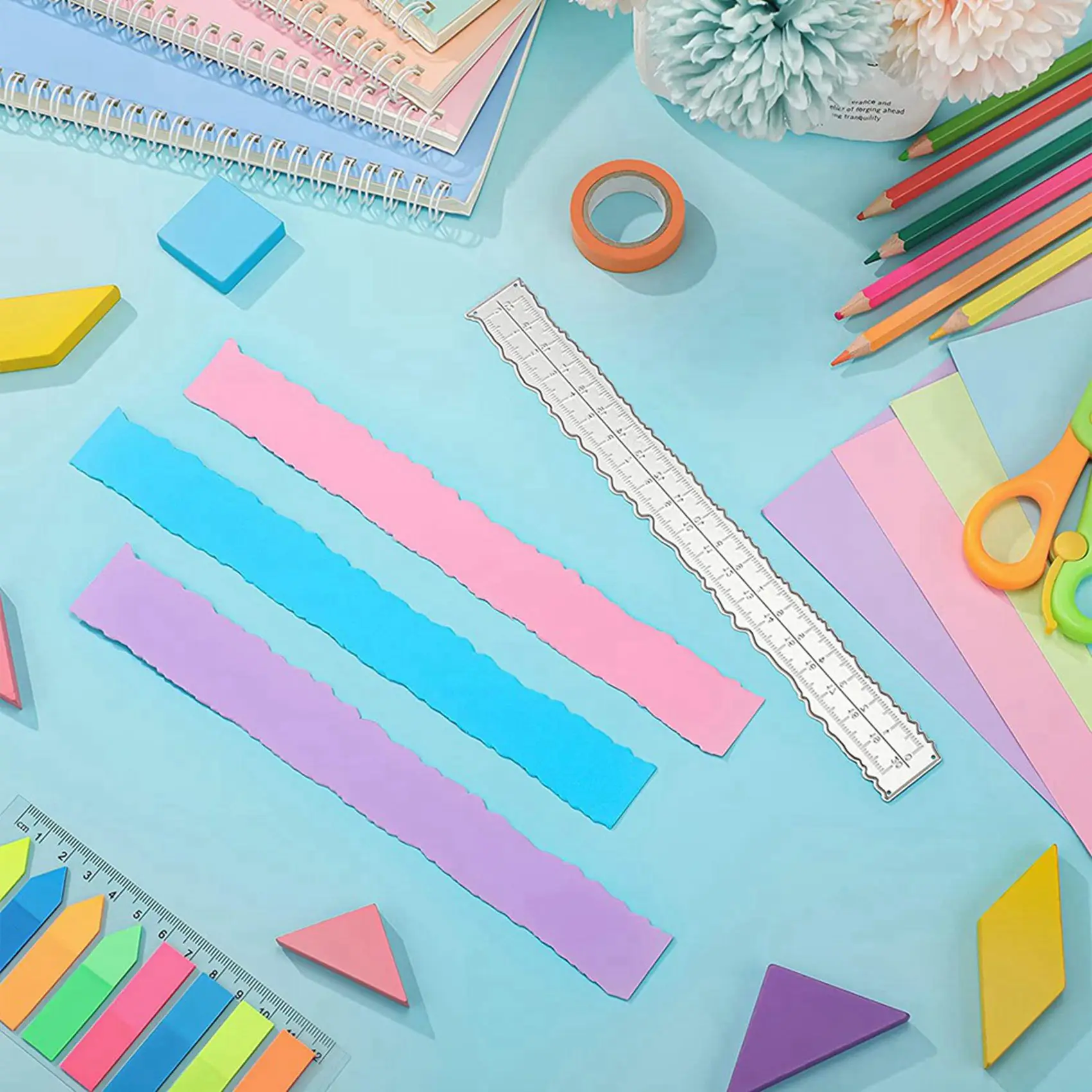 ไม้บรรทัดโลหะขอบไม่เรียบ 8.4 นิ้ว 6 ชิ้น สำหรับทำการ์ด งานประดิษฐ์ตกแต่ง งานฝีมือ อุปกรณ์สำนักงานและโรงเรียน