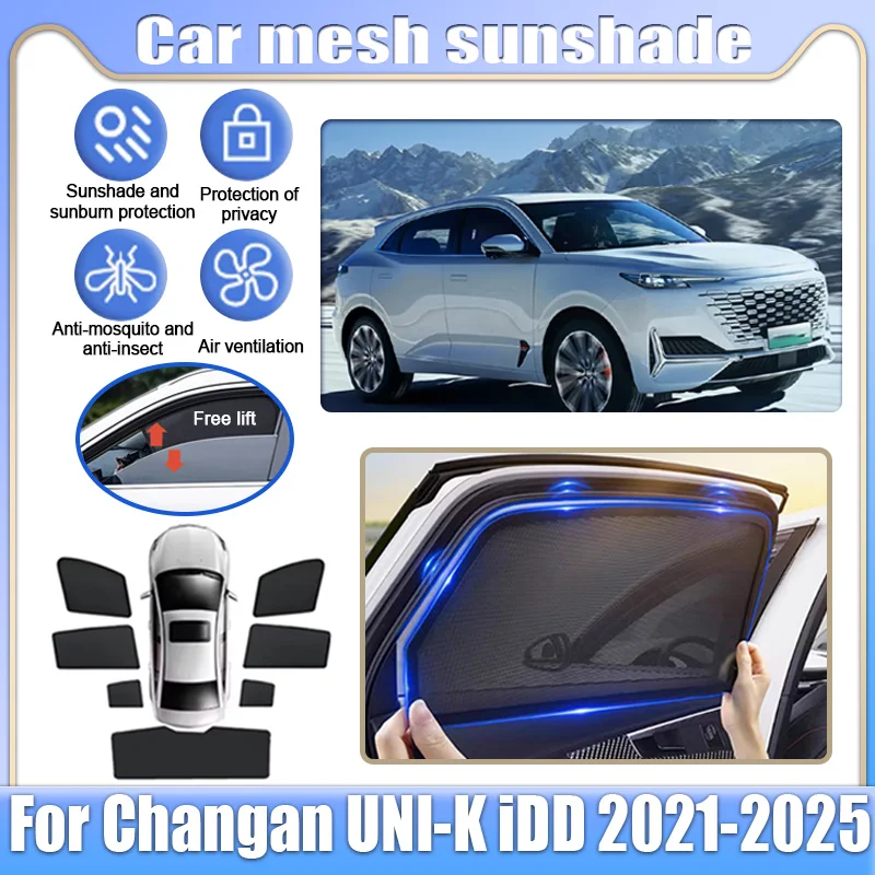 

For Changan UNI-K iDD 2021-2025 2023 2024 Car Mesh Shades Window Sunshades Sunscreen Privacy Curtains Sun Visor Auto Accessories