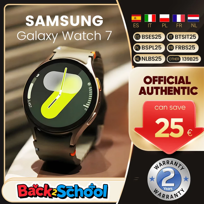 Samsung Galaxy Watch 7 40/44mm 2GB RAM + 32GB ROM 300mAh Batteria 1.3 ''Super AMOLED Schermo Monitor sanitario Samsung Wear OS GPS WiFi