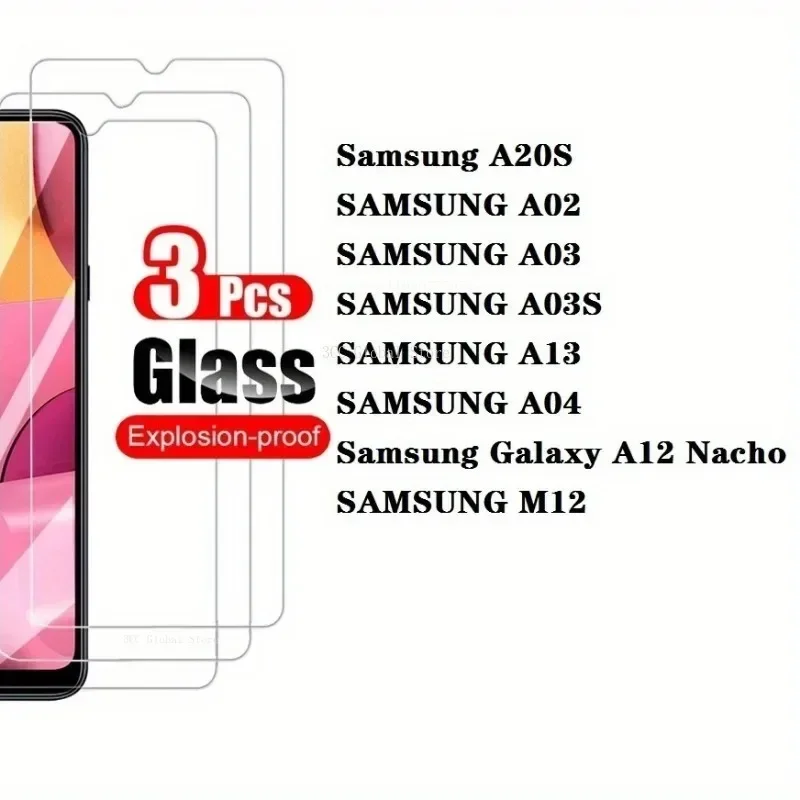 3 шт., прозрачное закаленное защитное стекло для Samsung Galaxy A20S A02 A03 A03S A13 A04 A12 M12, стекло, бесплатная быстрая доставка