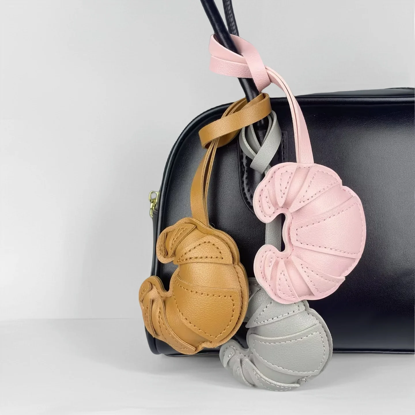 سحر حقيبة كرواسون من جلد البولي يوريثان - ملحق قلادة محفظة صلبة/كتلة الألوان #5