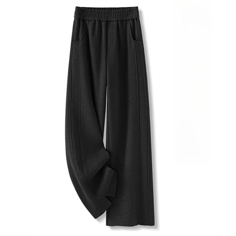Automne hiver épaissir laine pantalon femmes Staight pleine longueur bureau dame côté fente pantalon taille haute pantalon costume décontracté pantalon