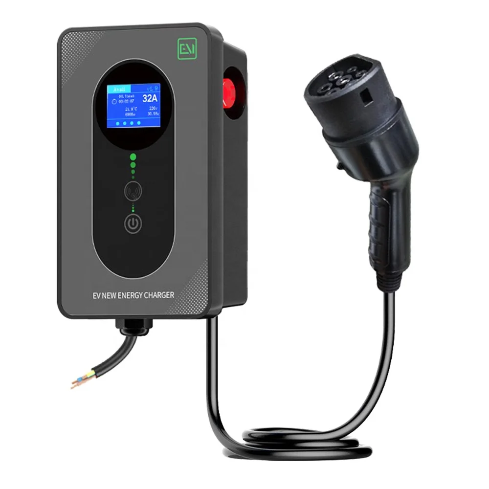 EU EV Charging Station Electric Vehicle Type 2 Charging Guns Current Switch Freely Wall-mounted Column Ac Ev Charging Cable Pile