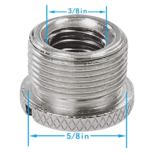 Imagen 2 del producto B02B-6 uds 5/8 pulgadas macho a 3/8 pulgadas hembra convertidor de micrófono adaptador de tornillo roscado con moleteados para soportes de micrófono
