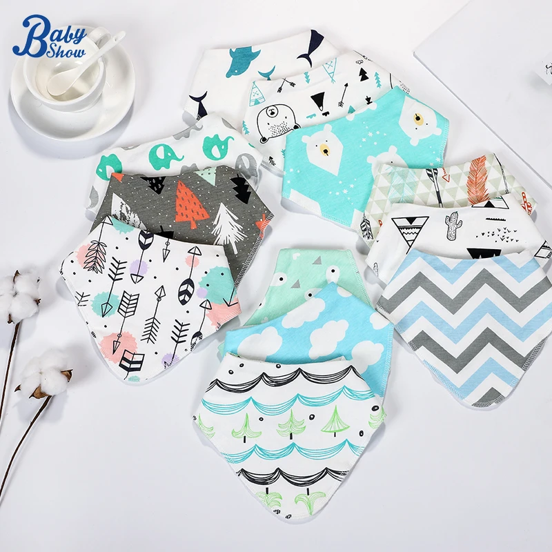 4pcs/Set Bamboo Fiber Organic Baby Bibs Triangle Burp Cloths Saliva Towel Baby Feeding Bibs Soft Absorbent Waterproof Towel