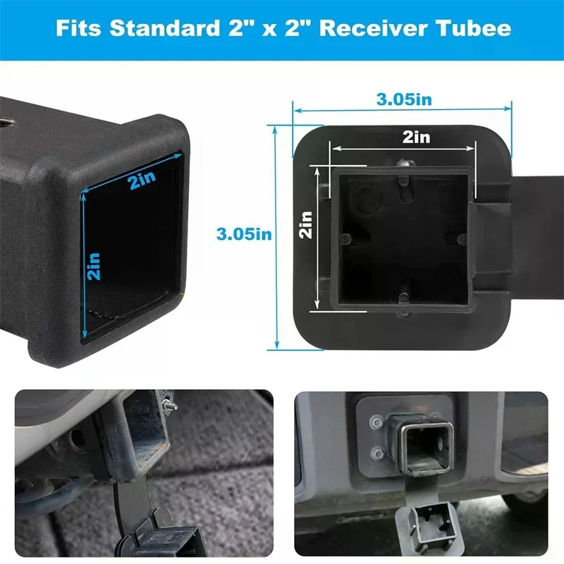 2-Inch Trailer Hitch Cover Waterproof Universal Towing Hitch Tube Cap Protector Automobile Exterior Car Accessory
