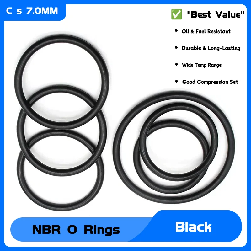 

Seal Gasket Nitrile Butadiene Rubber Spacer Oil Resistance Washer Round Shape 5Pcs Black NBR O Ring CS 7mm OD 74mm ~ 304mm