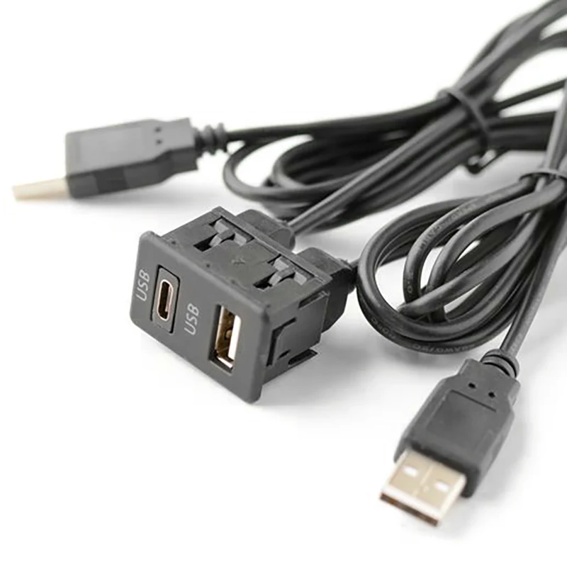 Adaptador de Cable de extensión de doble USB-TAPYC para coche Toyota, Panel de 2 puertos USB, montaje empotrado de tablero, 150CM