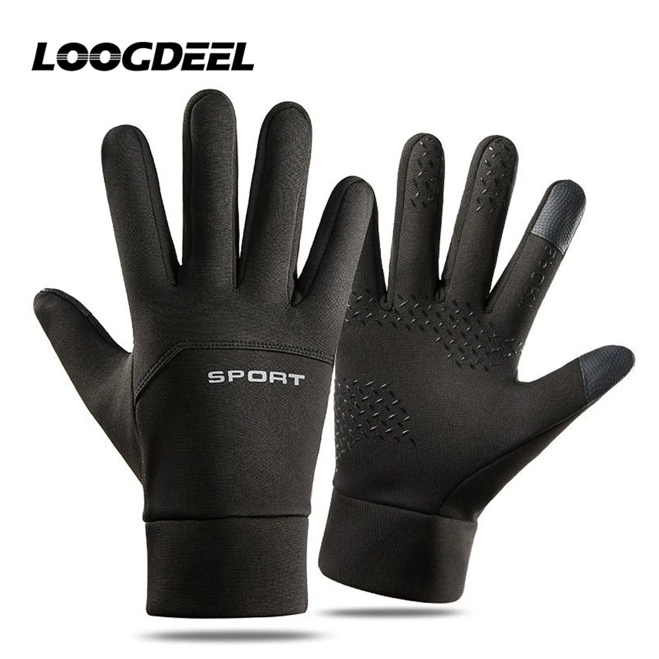 LOOGDEEL Skiing Gloves Waterproof Windproof Winter Cycling Running Ski Warmth Sports Gloves Touch Screen Full Fingers Non-Slip