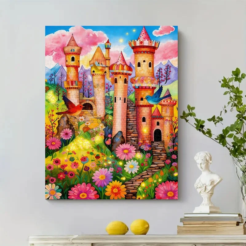 1000pcs Fairy-Tale Castle Puzzle Suitable for Adults, Couples, Families - Challenging DIY Castle Building with Vibrant Dreamy