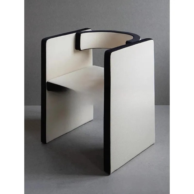

Nordic solid wood black and white with soft bag seat single leisure chair simple armrest sofa Danish new dining chair