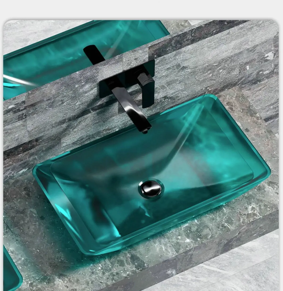 

New transparent resin eco-friendly washbasin,light luxury simple rectangular countertop basin,Nordic art decor washbasin YX945FD