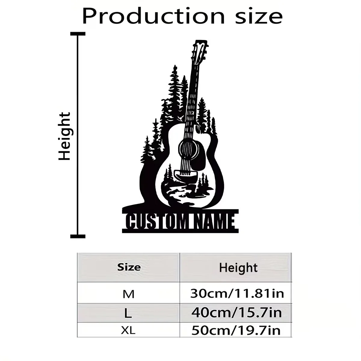 Custom Guitar Metal Wall Art - Personalized Name, Forest & River Silhouette Design, Decor for Door, Living Room, Outdoor Patio
