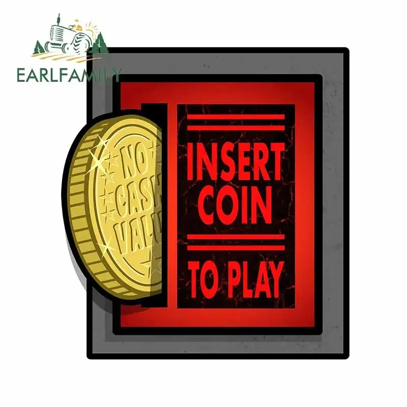 EARLFAMILY-pegatinas para coche, calcomanía impermeable para parachoques de motocicleta, Retro, Pinball, Arcade, ranura para monedas, VAN, personalidad, 13cm x 11,8 cm